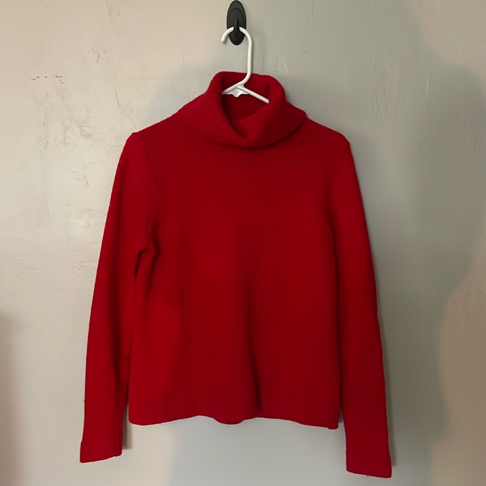 Women’s J Crew red turtleneck sweater. Size Medium.